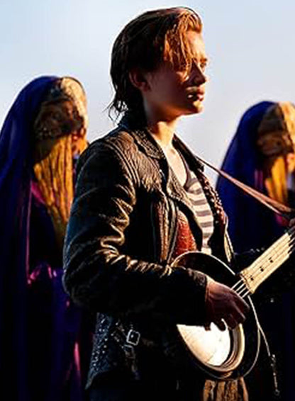 O Dessa 2025 Sadie Sink Black Leather Jacket