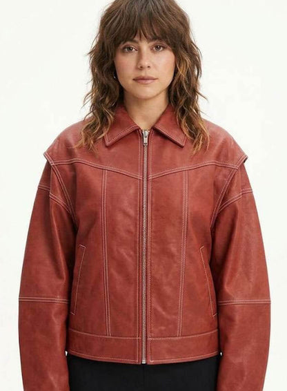 Off Campus 2026 Allie Hayes Red Leather Jacket