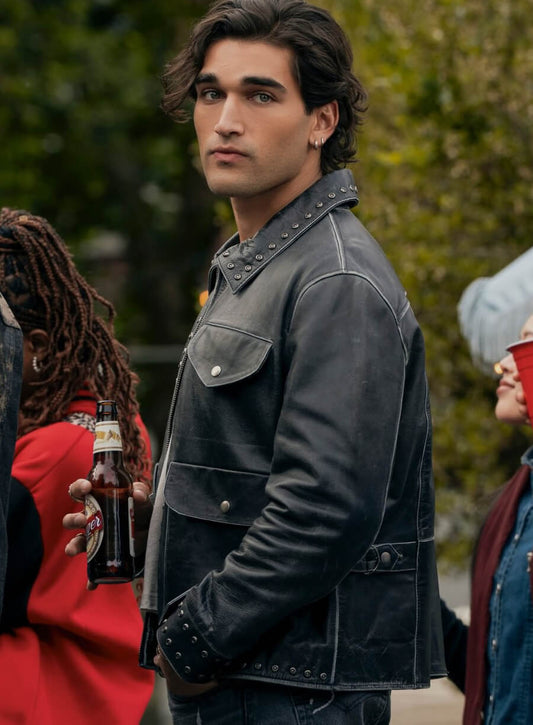 Off Campus 2026 Justin Kohl Black Leather Jacket