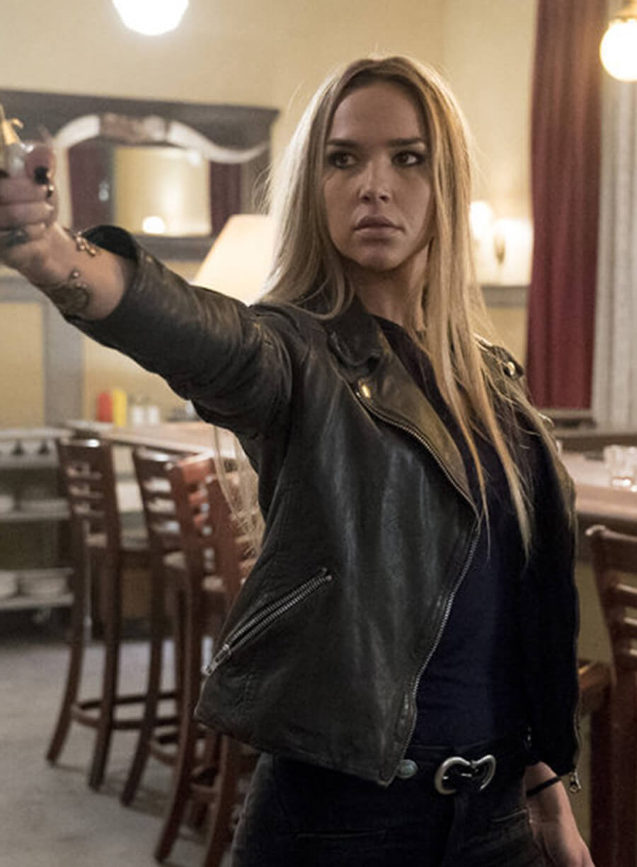 Olivia Charity Midnight Texas Grey Leather Biker Jacket