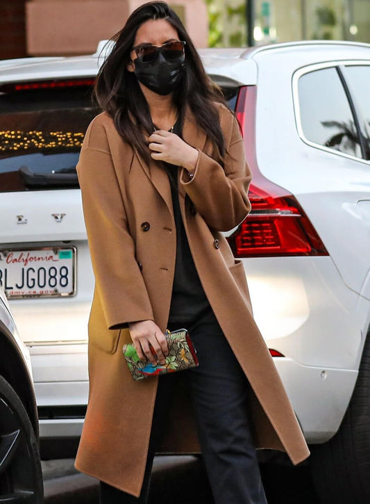 Olivia Munn Brown Wool Trench Coat