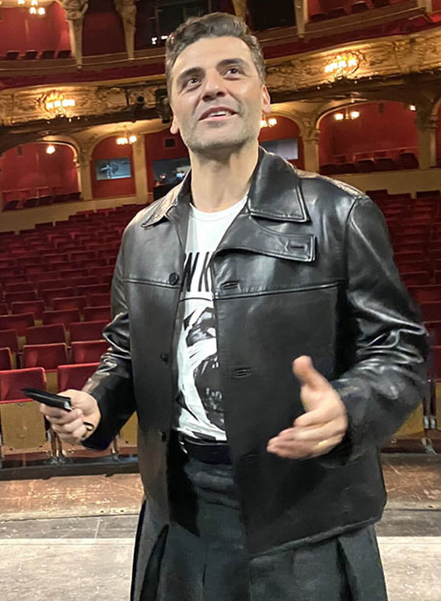 Oscar Isaac Black Leather Jacket