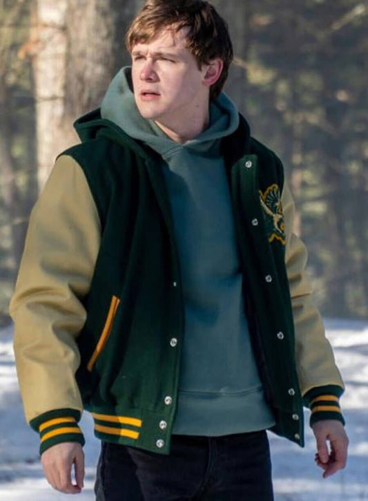 Oscar Wahlberg Dexter New Blood Green Varsity Jacket