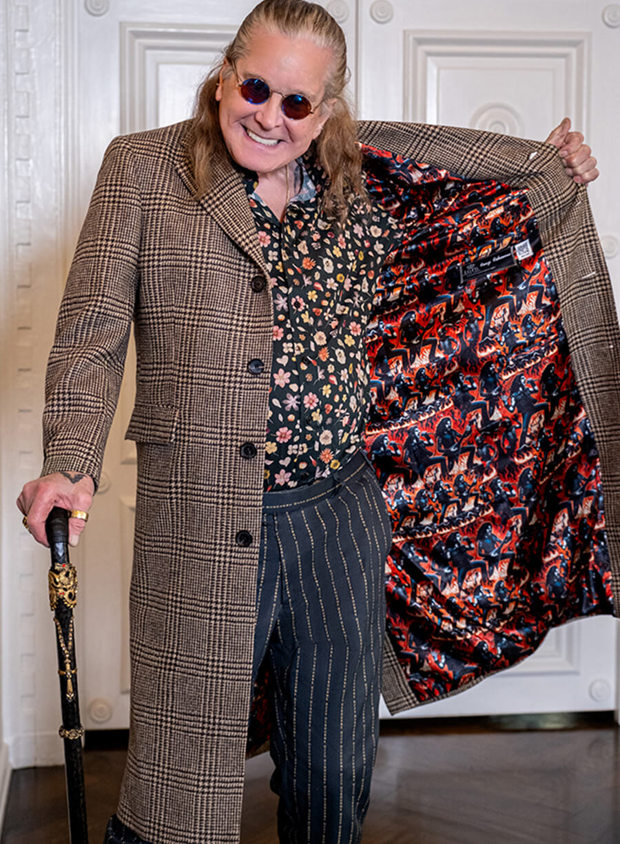 Ozzy Osbourne Checked Wool Coat