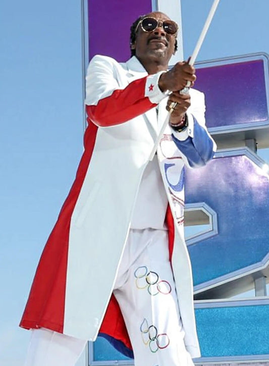 Paris Olympics 2024 Snoop Dogg White Leather Coat