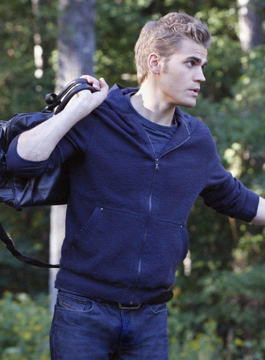 Paul Wesley The Vampire Diaries S02 Blue Zip Up Hoodie