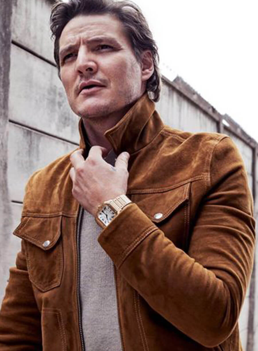 Pedro Pascal Brown Suede Leather Jacket