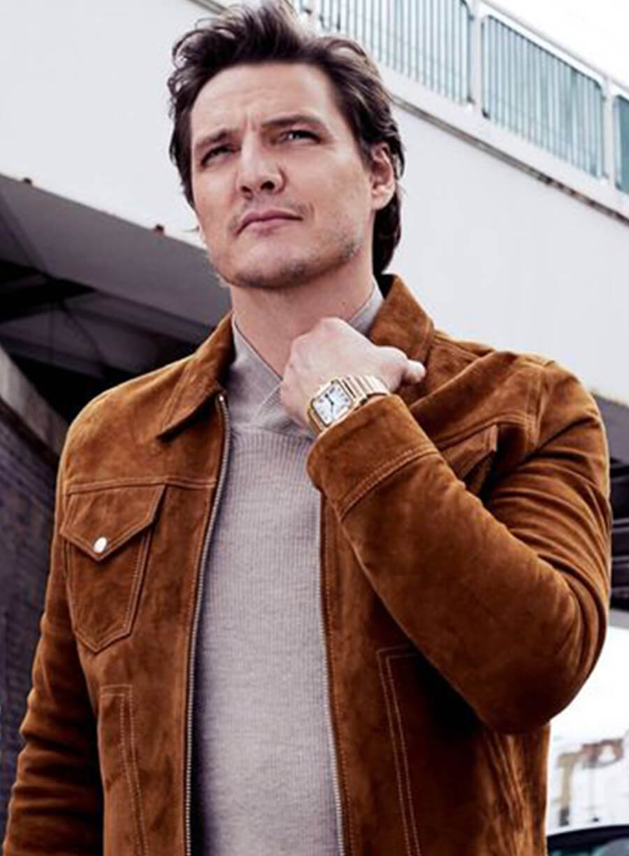 Pedro Pascal Brown Suede Leather Jacket