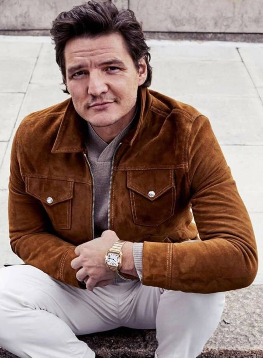 Pedro Pascal Brown Suede Leather Jacket