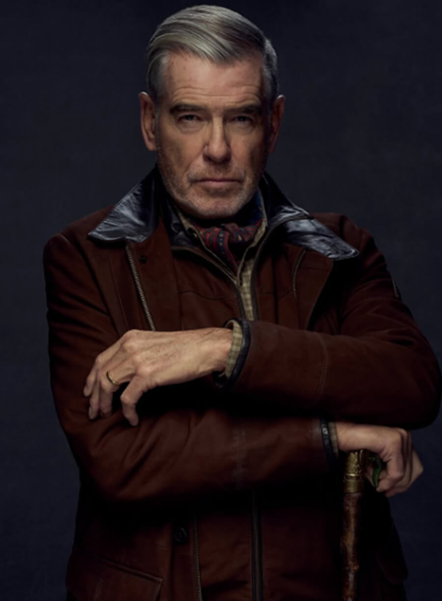 Pierce Brosnan MobLand Brown Suede Leather Jacket
