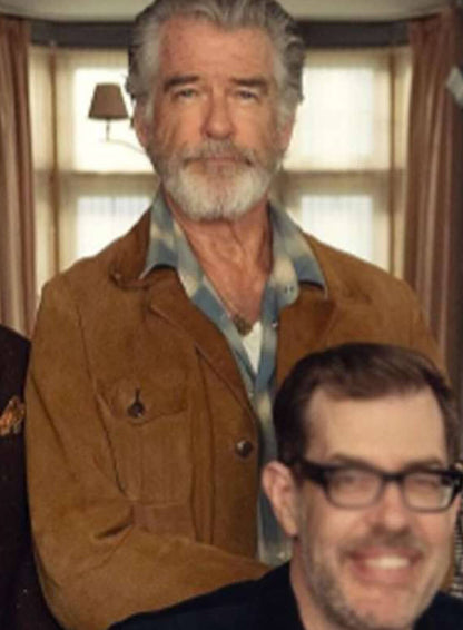Pierce Brosnan The Thursday Murder Club Suede Leather Jacket
