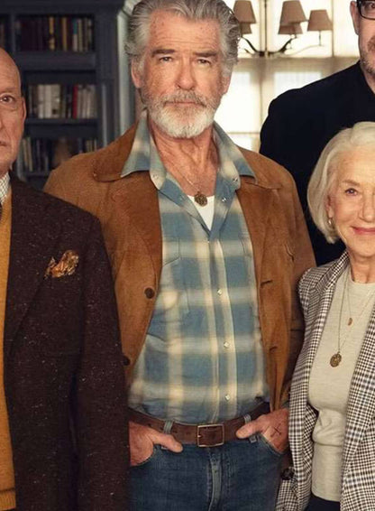 Pierce Brosnan The Thursday Murder Club Suede Leather Jacket
