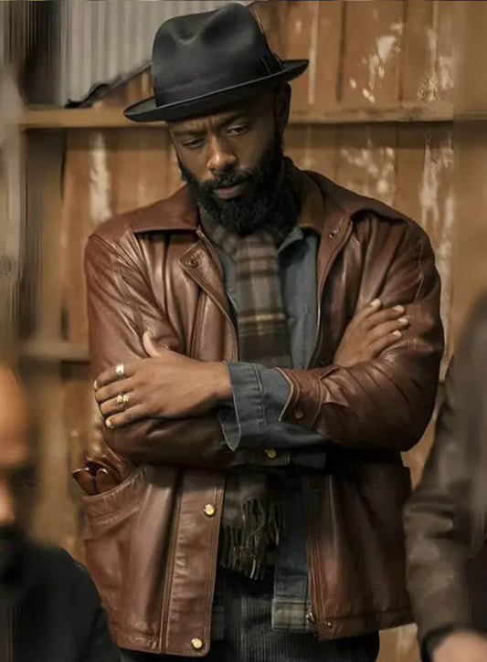 Play Dirty 2025 LaKeith Stanfield Brown Leather Jacket