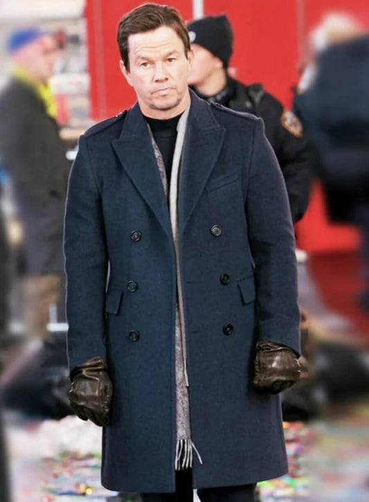 Play Dirty 2025 Mark Wahlberg Blue Wool Coat