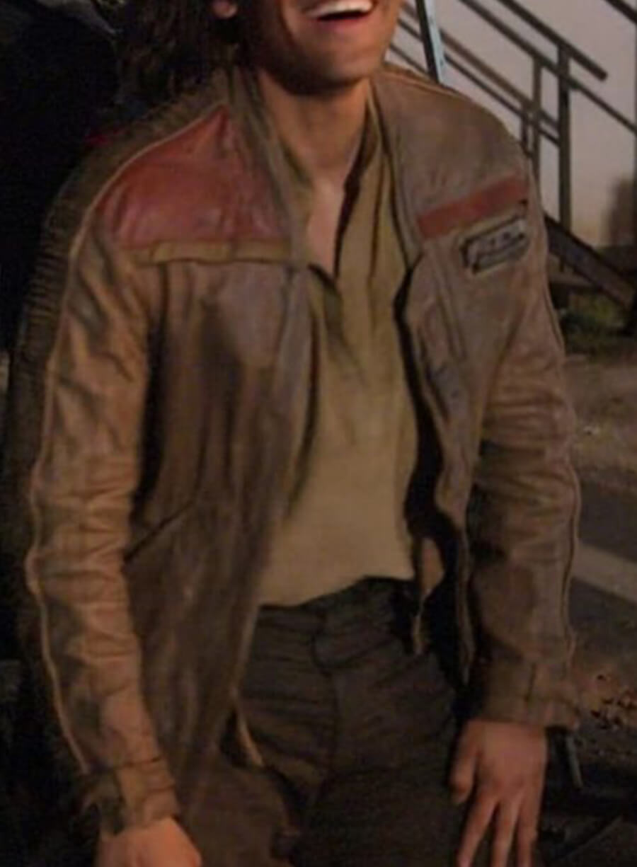 Poe Dameron Star Wars: The Force Awakens Brown Leather Jacket