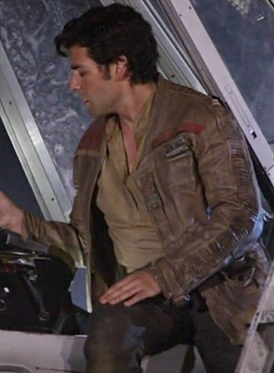 Poe Dameron Star Wars: The Force Awakens Brown Leather Jacket