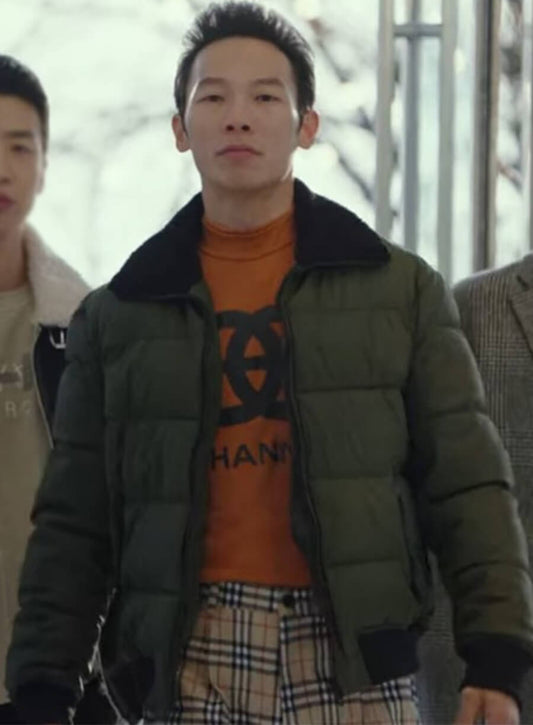 Pyo Chi-soo Crash Landing on You Green Puffer Jacket 
