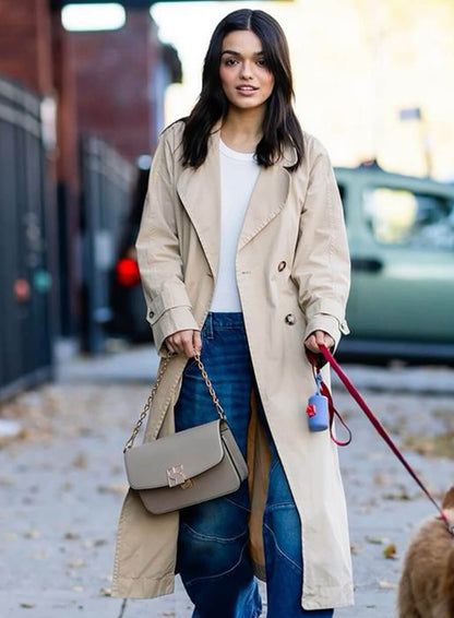 Rachel Zegler Beige Cotton Coat