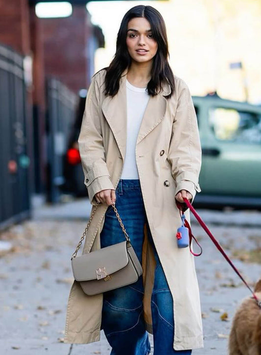 Rachel Zegler Beige Cotton Coat