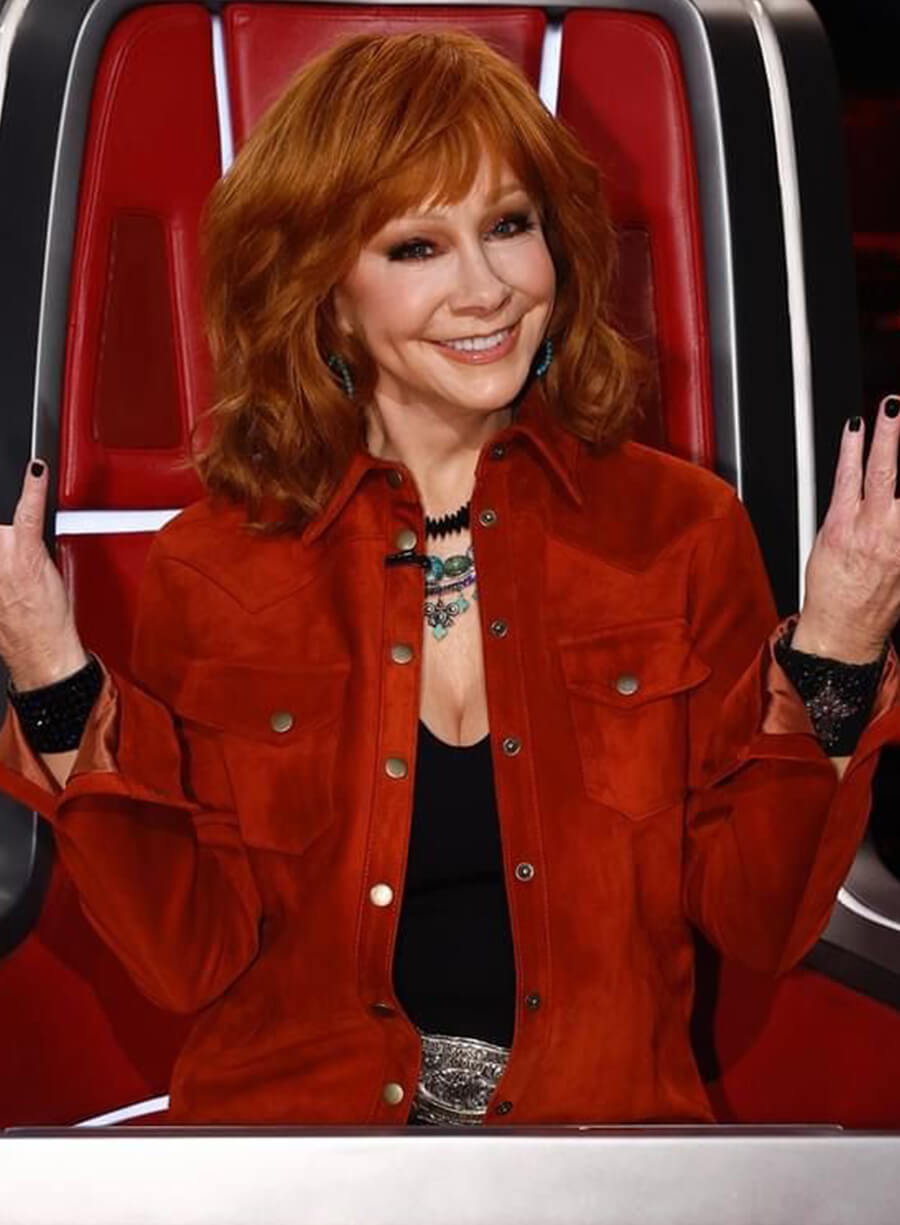 Reba McEntire Orange Suede Leather Jacket