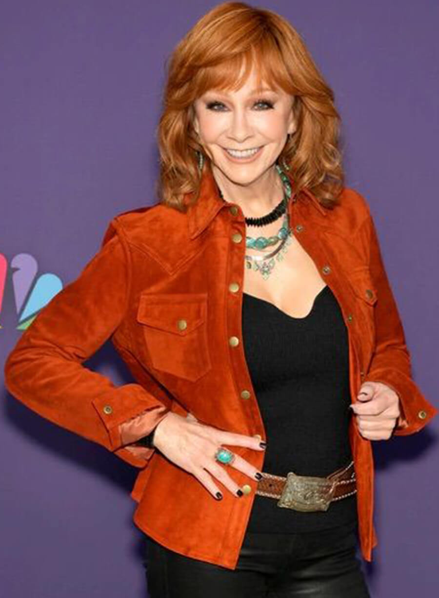 Reba McEntire Orange Suede Leather Jacket