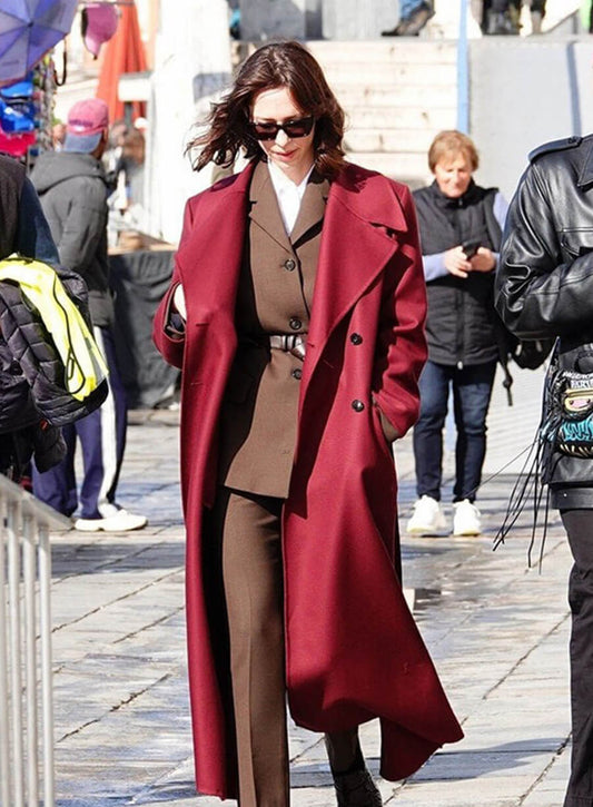 Rebecca Hall The Beauty 2026 Red Wool Coat