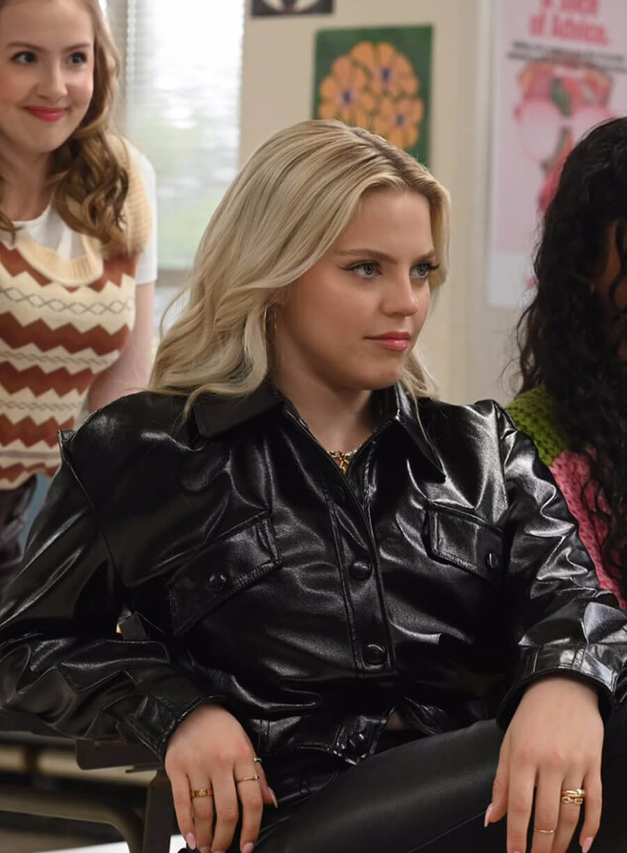 Regina George Mean Girls 2024 Black Cropped Leather Jacket