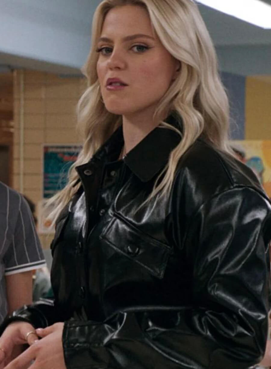 Regina George Mean Girls 2024 Black Cropped Leather Jacket
