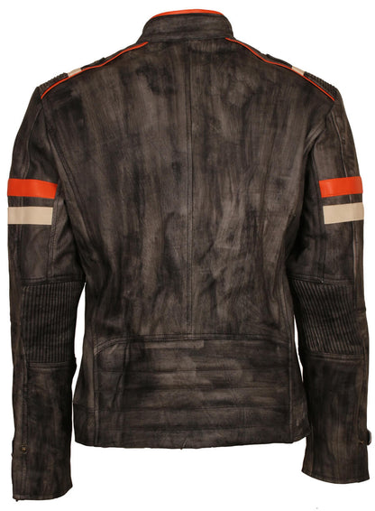 Retro Distressed Leather Biker Jacket