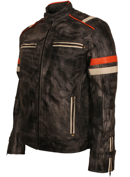 Retro Distressed Leather Biker Jacket