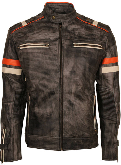 Retro Distressed Leather Biker Jacket