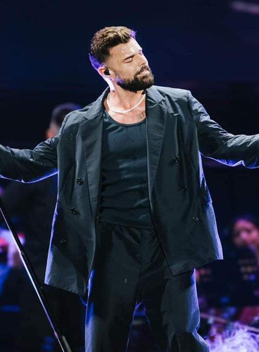 Ricky Martin Black Cotton Blazer