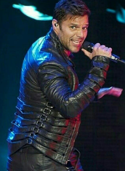 Ricky Martin Black Leather Jacket