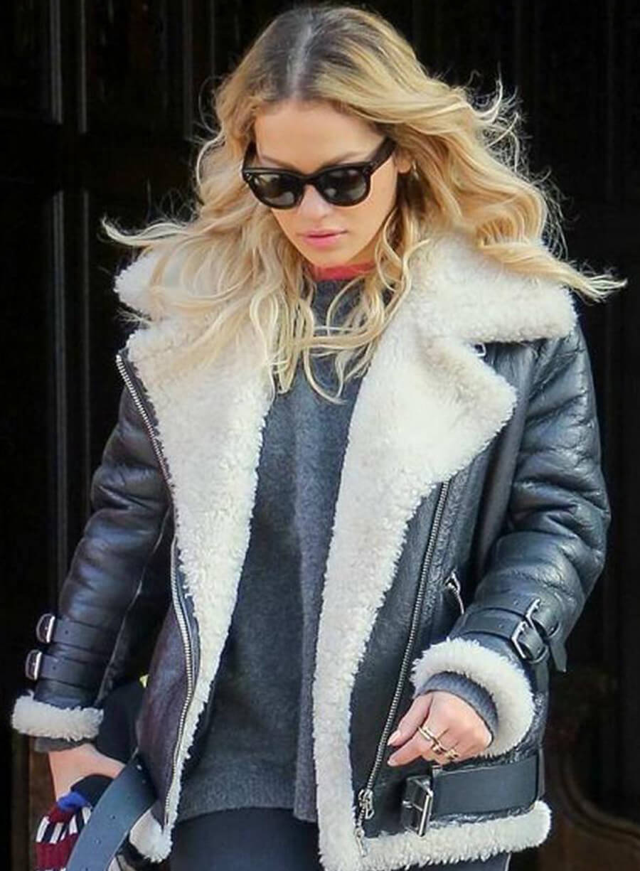 Rita Ora Black Leather Jacket