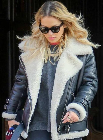 Rita Ora Black Leather Jacket