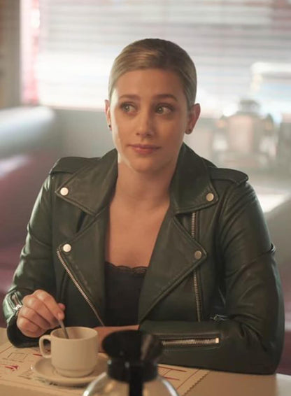 Riverdale Season 5 Betty Cooper Green Biker Leather Jacket