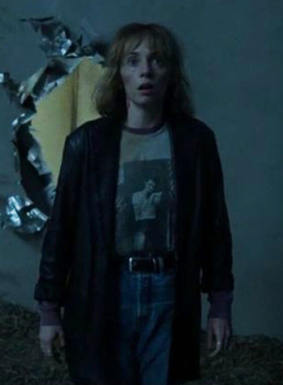Robin Stranger things Season 05 Black Leather Coat