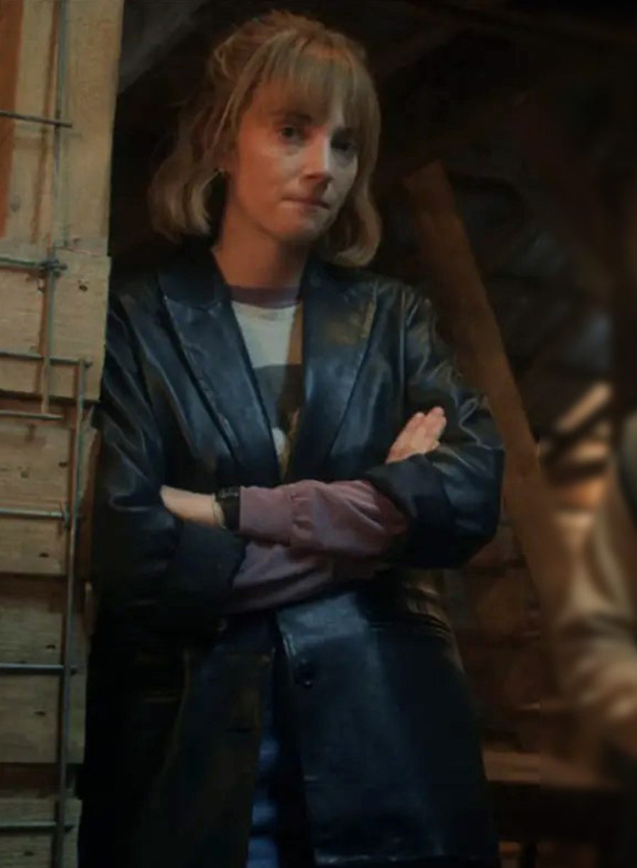Robin Stranger things Season 05 Black Leather Coat
