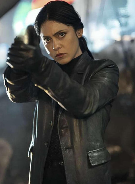 Rosa Salazar Play Dirty 2025 Black Leather Jacket