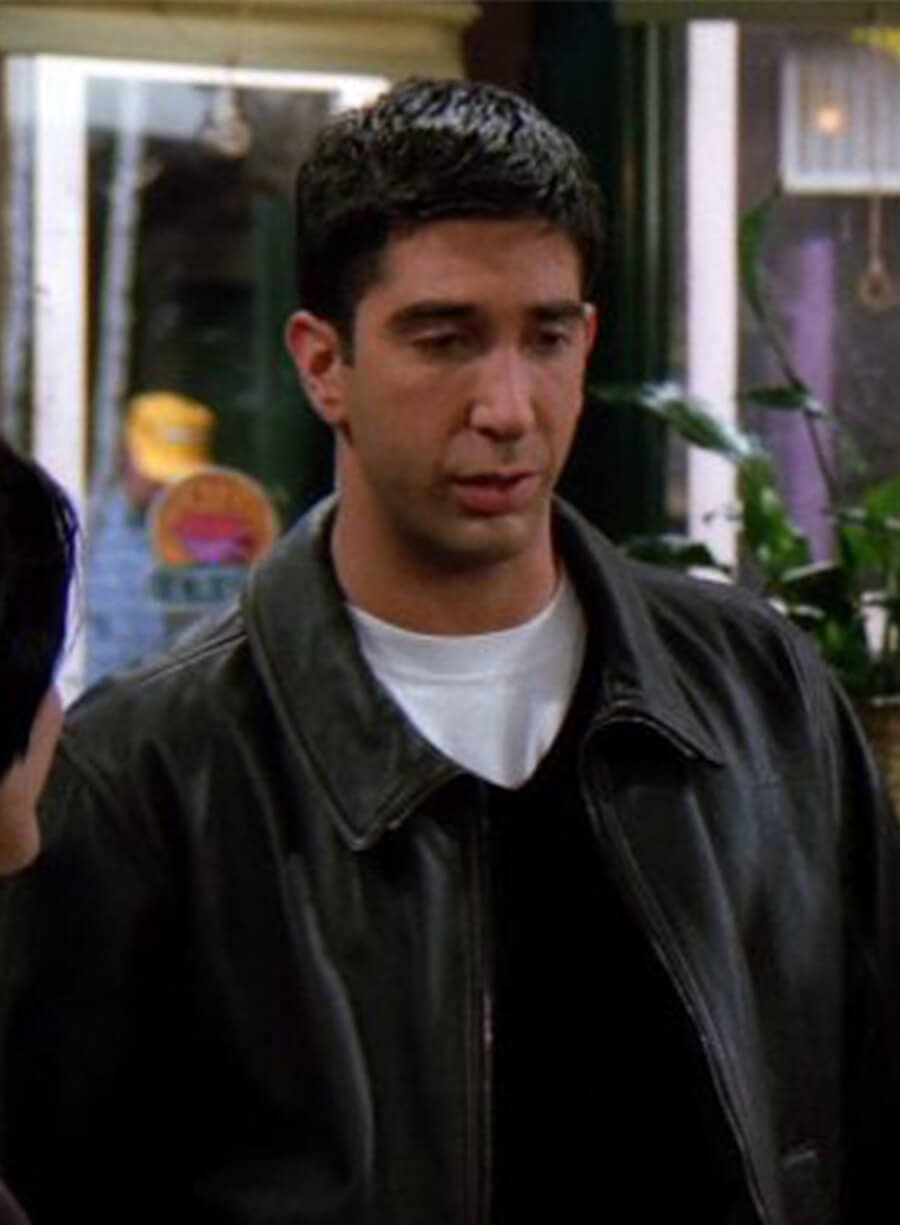 Ross Geller Friends Black Leather Trucker Jacket