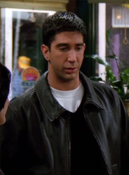Ross Geller Friends Black Leather Trucker Jacket