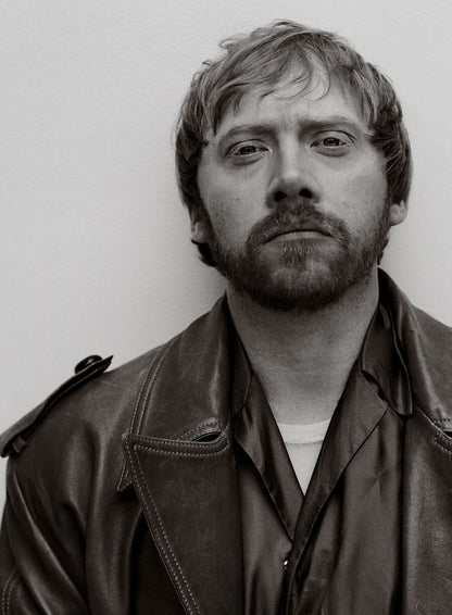 Rupert Grint Brown Leather Coat