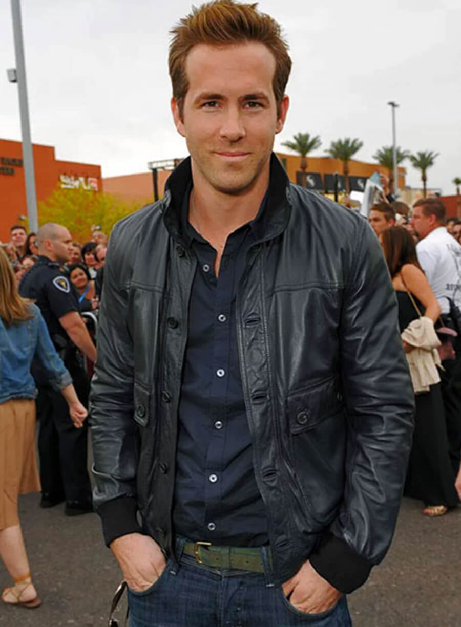 Ryan Reynolds Black Leather Jacket