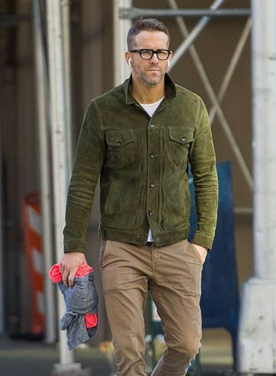 Ryan Reynolds Green Suede Jacket