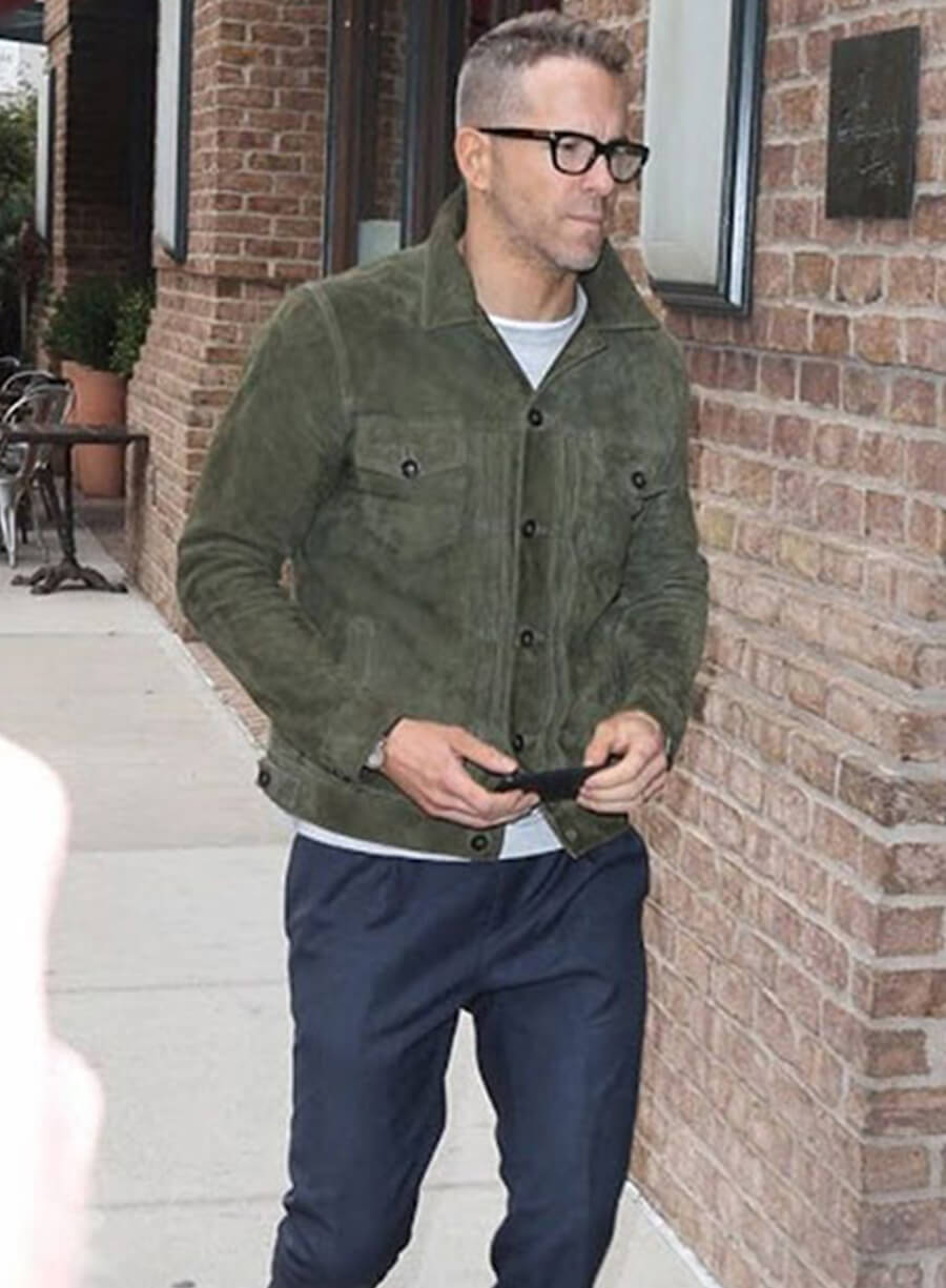 Ryan Reynolds Green Suede Jacket