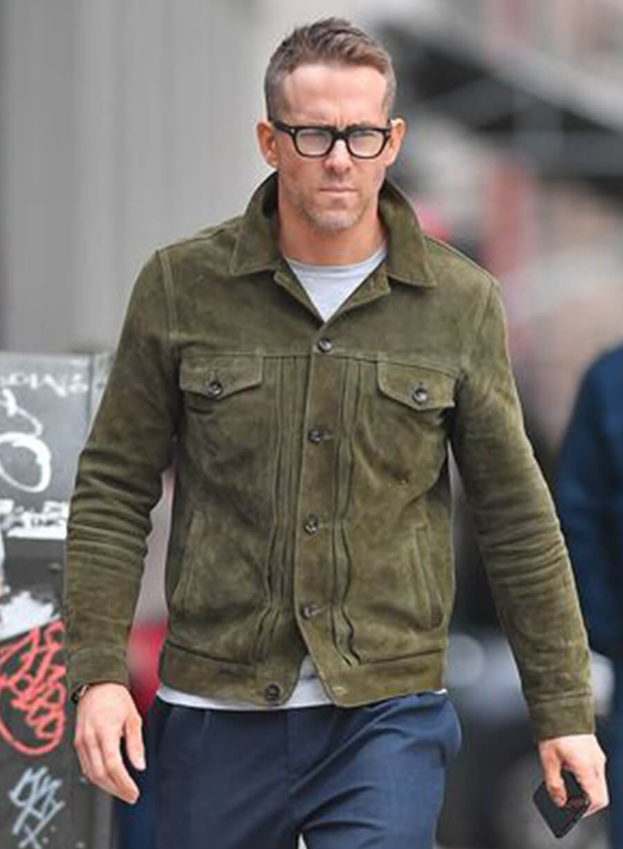 Ryan Reynolds Green Suede Jacket