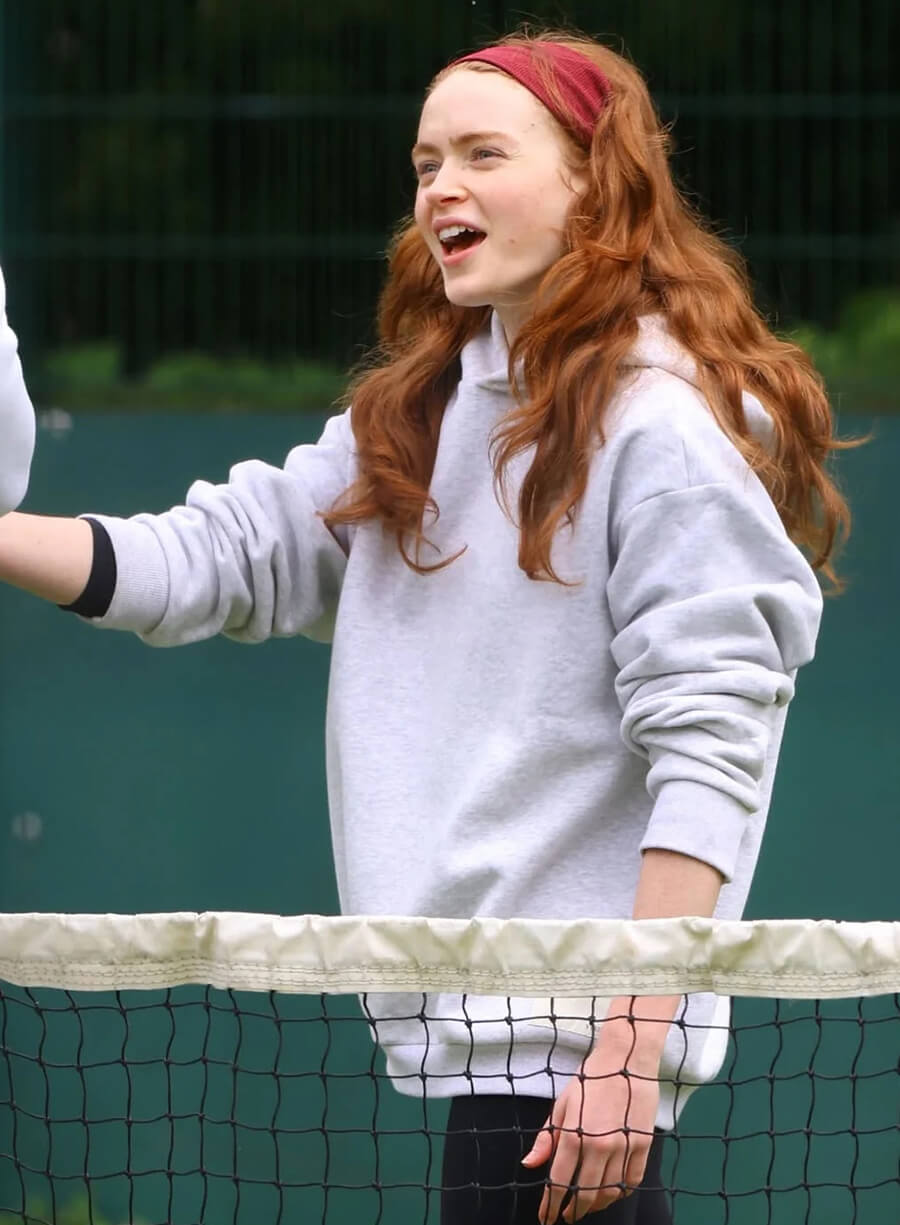 Sadie Sink London 2026 Grey Hoodie