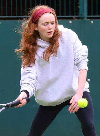 Sadie Sink London 2026 Grey Hoodie