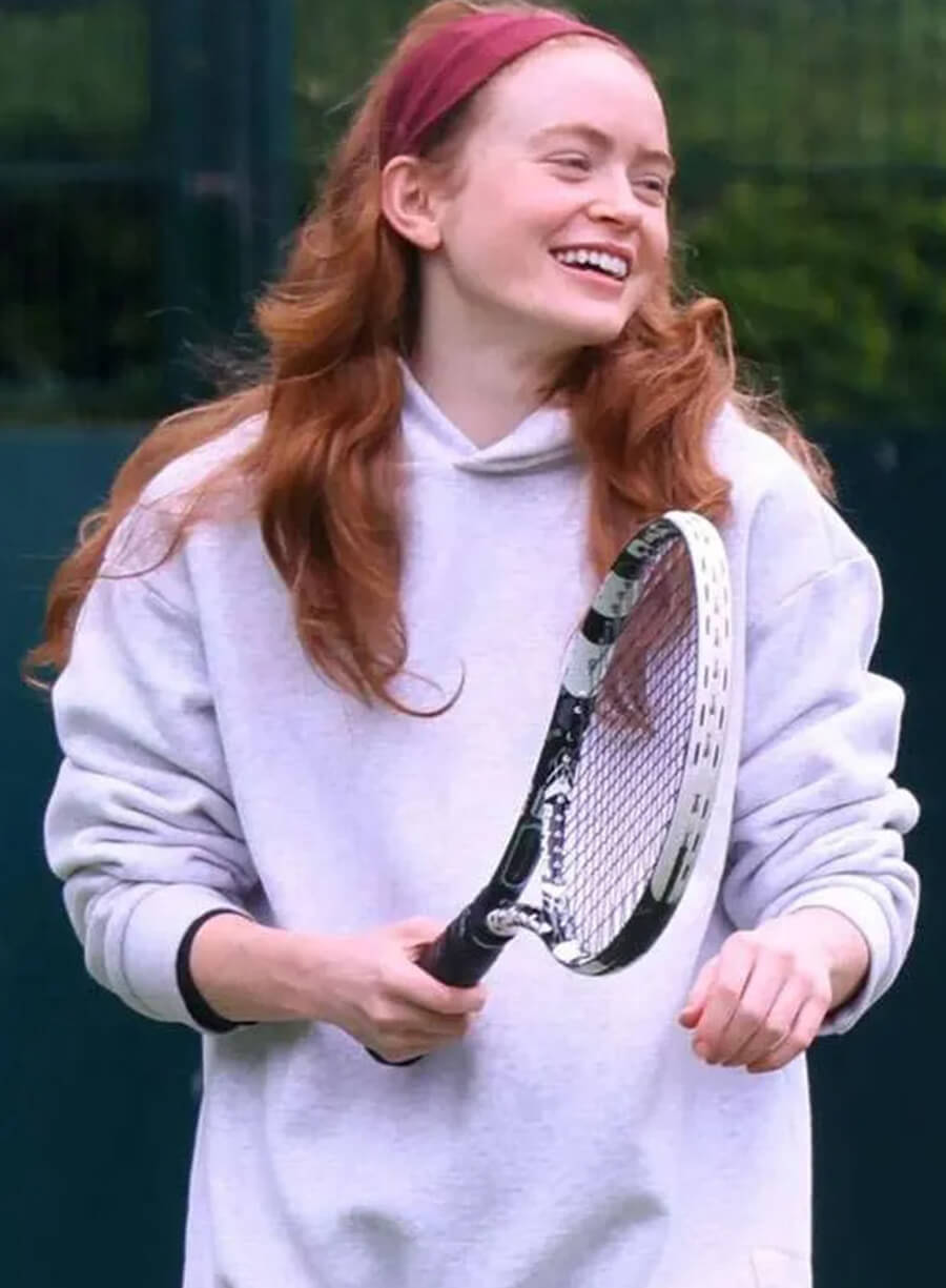 Sadie Sink London 2026 Grey Hoodie