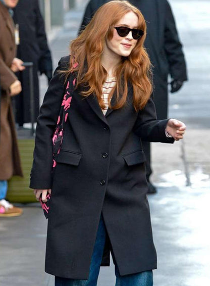 Sadie Sink NYC 2026 Black Wool Coat